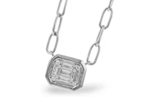 14KW Diamond Baguette Fashion Pendant w/ 18" & 0.26 ctw