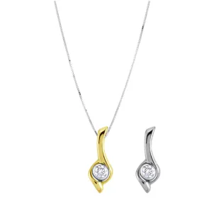 18ct Two Tone Gold 0.20ct Diamond Twist Necklace KSI3395TR5J