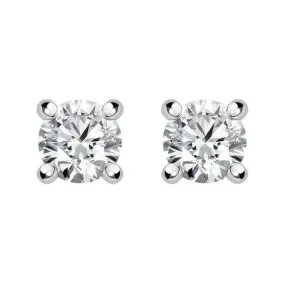 18ct White Gold 0.14ct Diamond Claw Set Solitaire Stud Earrings D