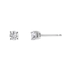 18ct White Gold 0.25ct Round Brilliant Cut Diamond Four Claw Stud Earrings