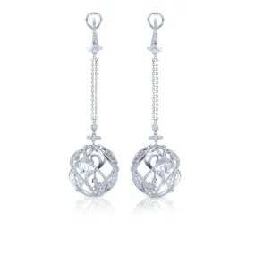 18K White Gold Disco Ball Drop Diamonds Earrings