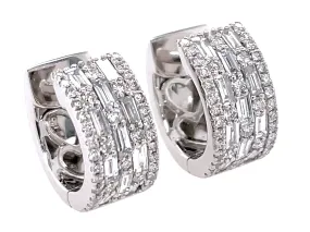 18K White Natural Diamond Huggie Earrings