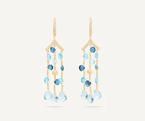 18K Yellow Gold Mixed Topaz Three-Strand Chandelier Earrings