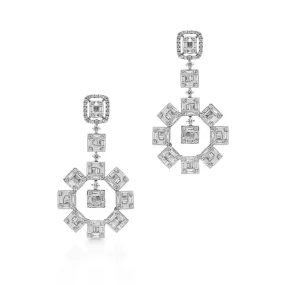 18KT White Gold Baguette Diamond Tiana Earrings