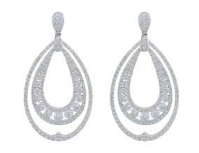 18kt White Gold Diamond Pear Motif Earrings