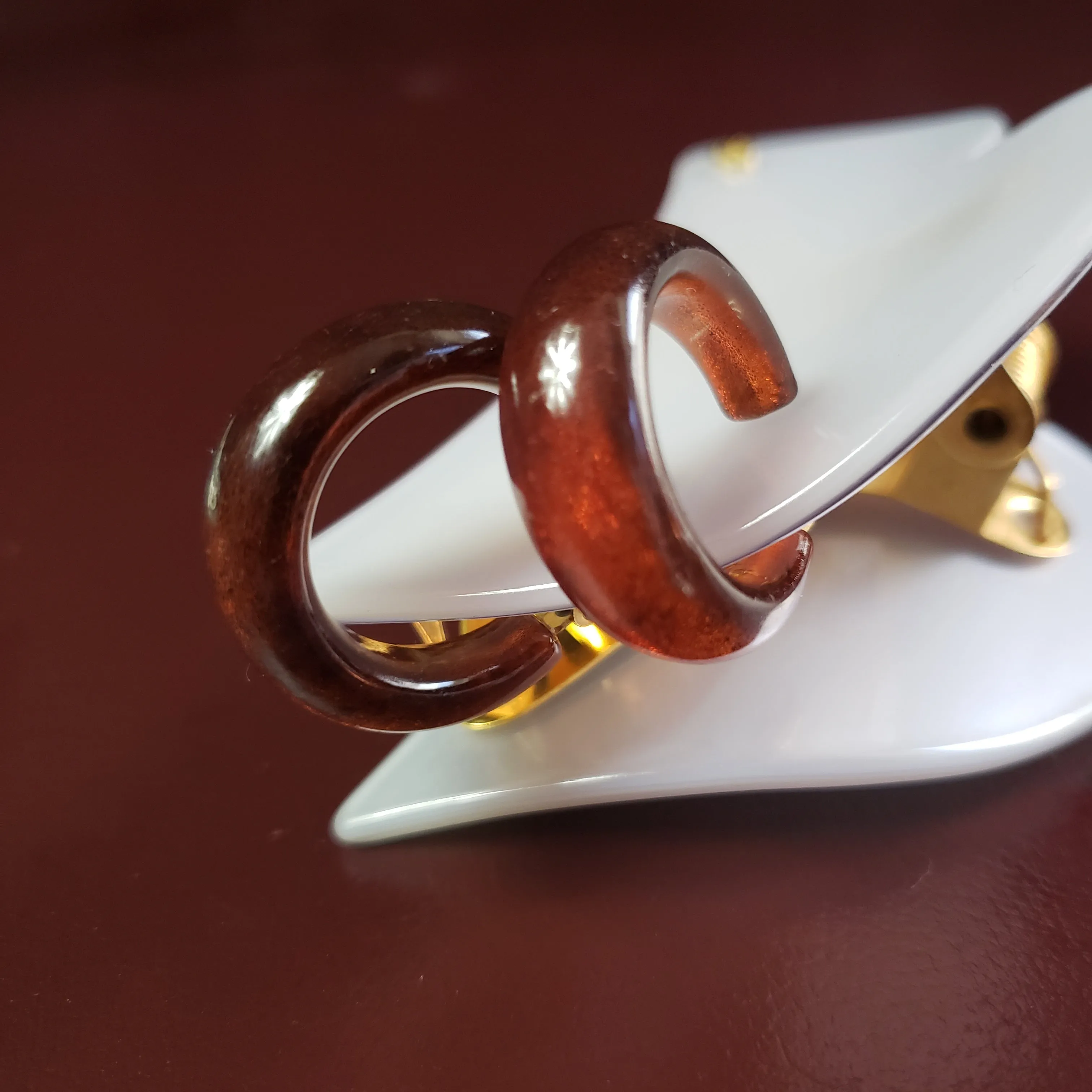 1950s Amber Clip-on Bakelite Hoop Earrings