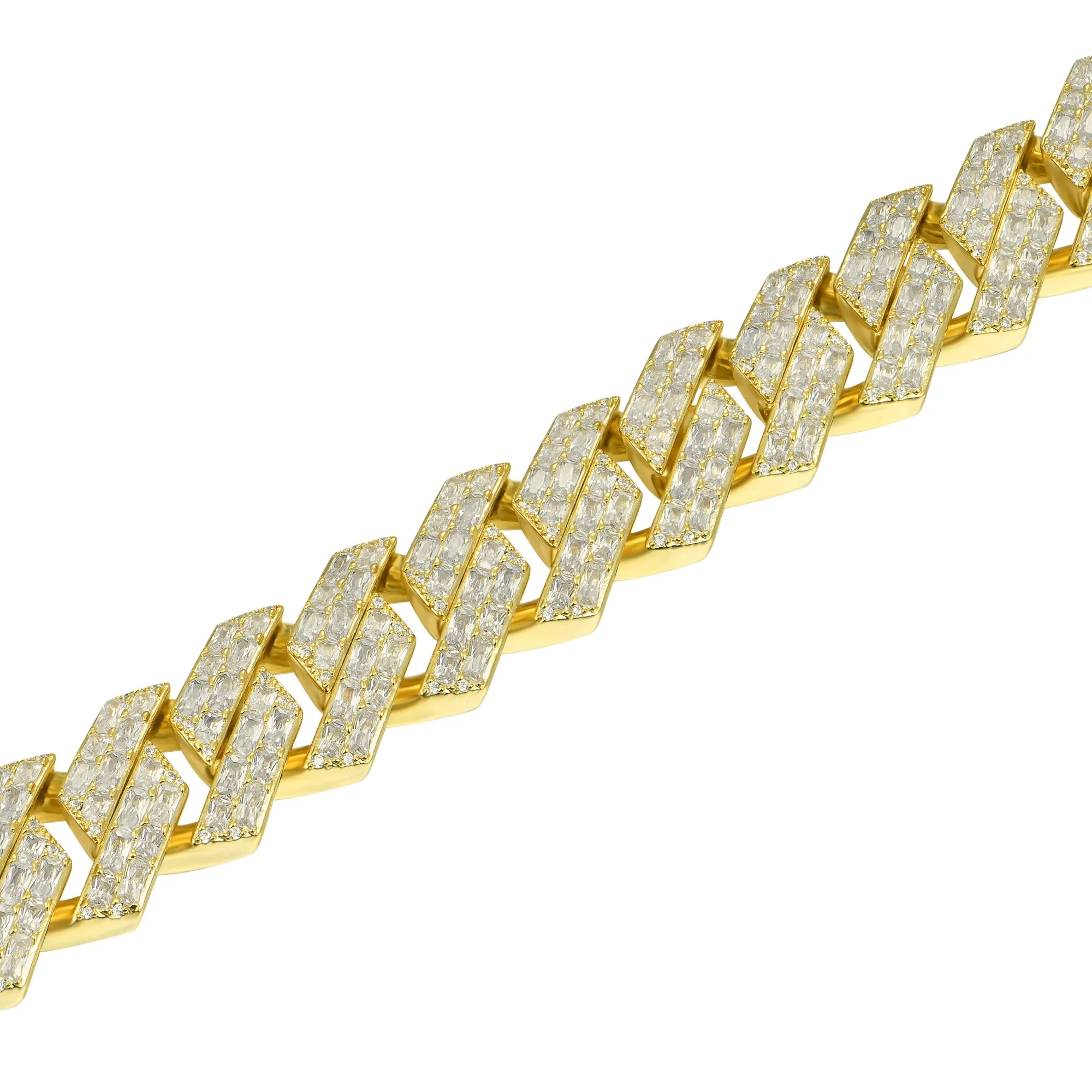 19mm Emerald Cut Prong Cuban Link Bracelet