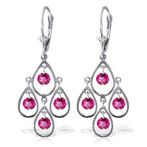 2.4 Carat 14K Solid White Gold You Seduced Me Pink Topaz Earrings