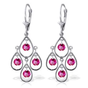 2.4 Carat 14K Solid White Gold You Seduced Me Pink Topaz Earrings