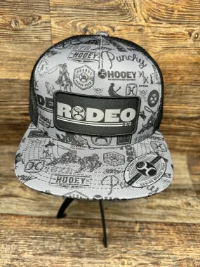 2453T-BK Rodeo Black 5 Panel Trucker Cap by Hooey