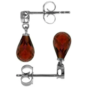 2.73 Carat 14K Solid White Gold Earrings Diamond Garnet