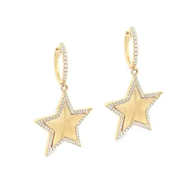 .33ct 14k Yellow Gold Diamond Star Drop Earrings