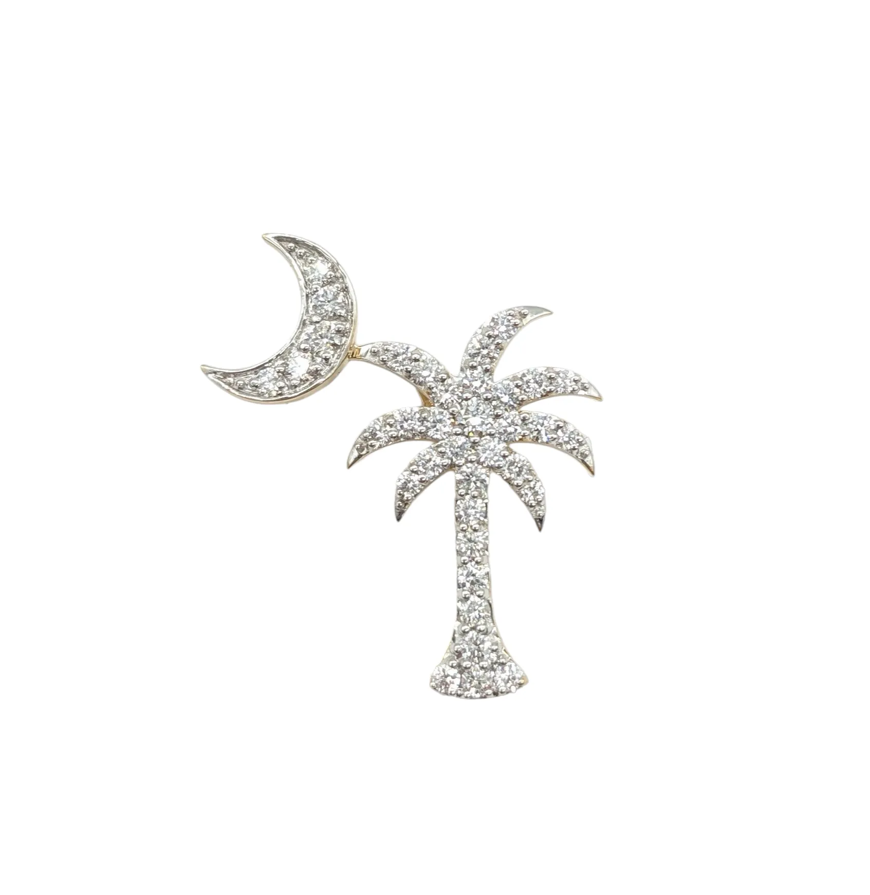 3/4 Diamond Palm Tree and Moon Pendant