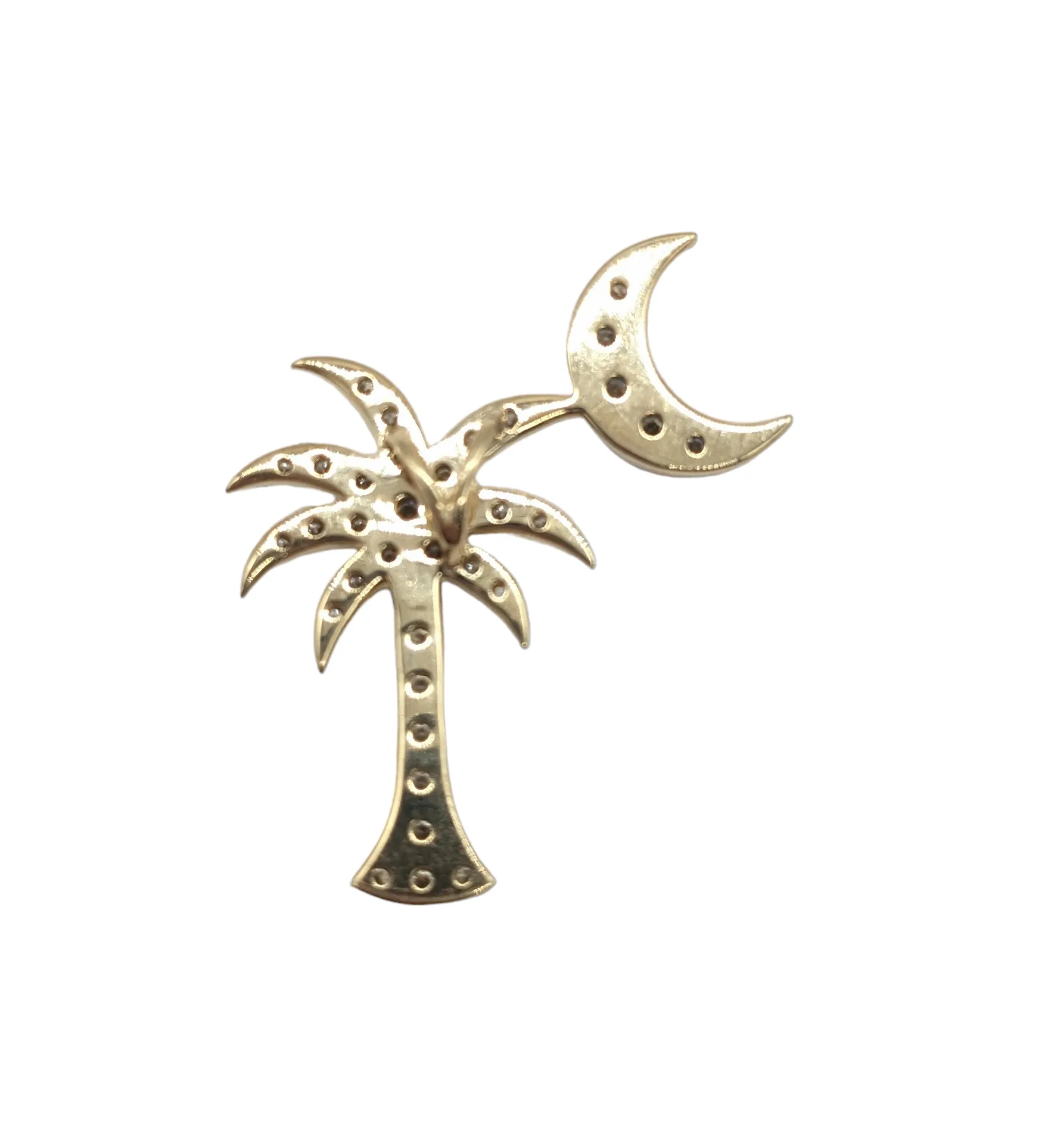 3/4 Diamond Palm Tree and Moon Pendant