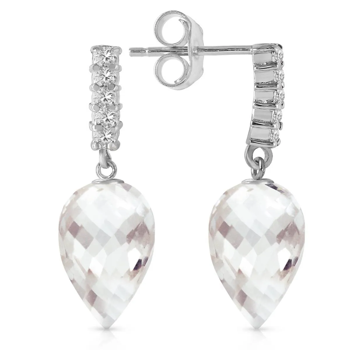 4.65 Carat 14K Solid White Gold Earrings Diamond White Topaz