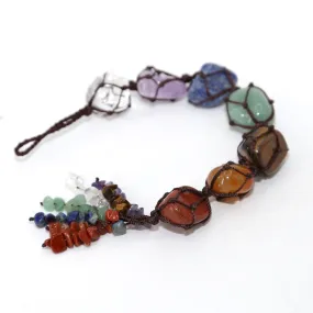 7 Chakra Bracelet Jewelry Natural Stone tiger eye Beads keychain