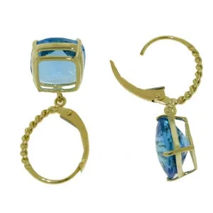 7.2 Carat 14K Solid Yellow Gold Dakota Blue Topaz Earrings