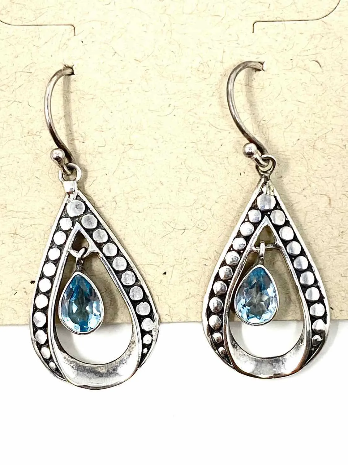 .925 Light Blue Dangle Topaz Earrings