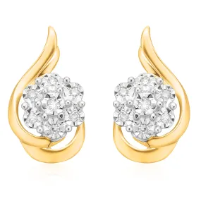 9ct Yellow Gold Round Brilliant Cut 0.05 CARAT tw of Diamonds Stud Earrings