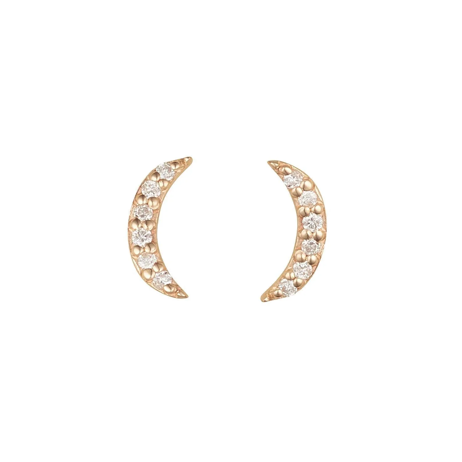 9kt Gold Diamond Moon Stud Earrings