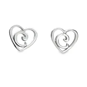 A427 Heart Letter C Post Earrings