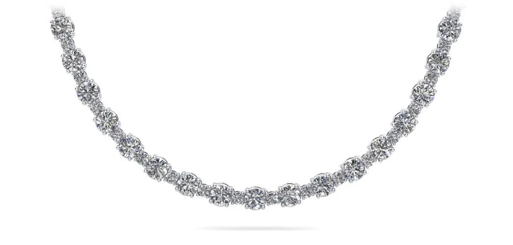 Affectionately Yours Diamond Tennis Diamond Necklace with 10.28 ct.(finished) 1.7mm, 3.1mm