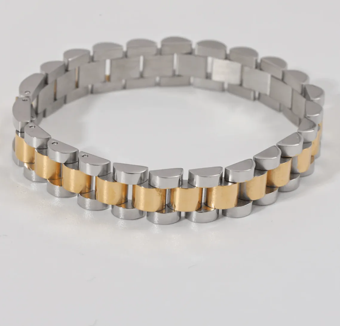 Aiden: Bold Fusion - Gold & Silver Panther Chain Bracelet