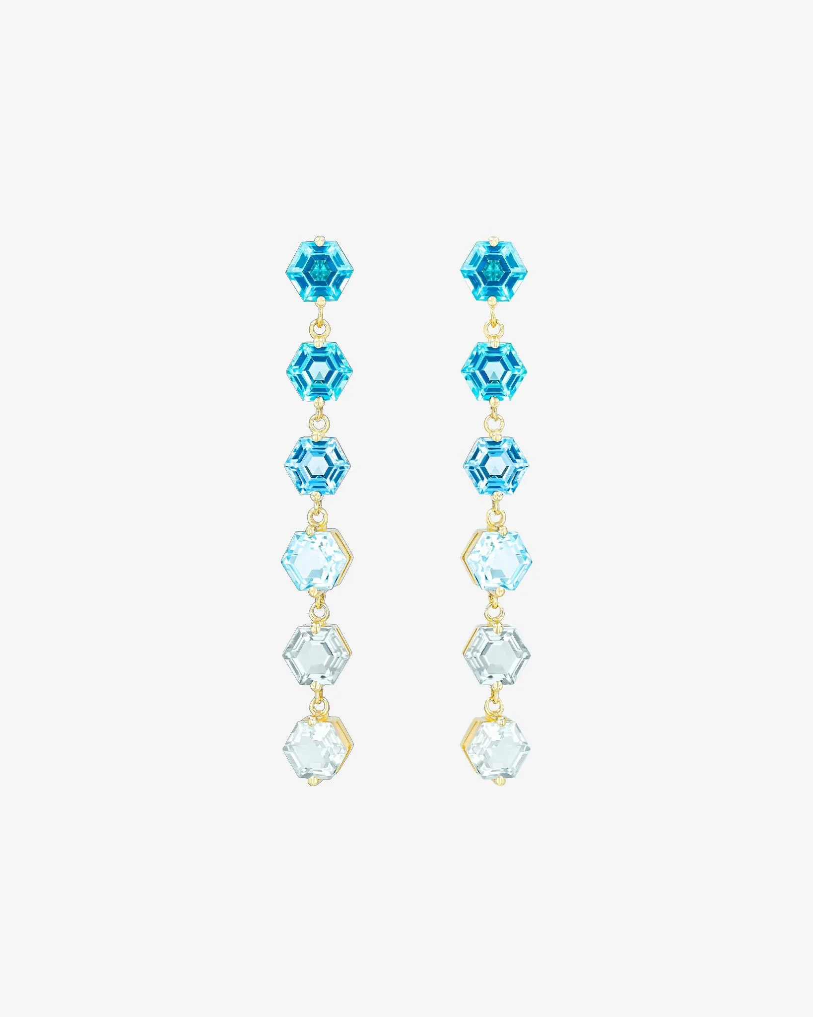 Amalfi Hexagon Cut Blue Ombre Midi Drop Earrings