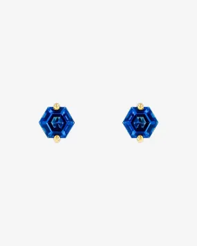 Amalfi Hexagon English Blue Topaz Studs