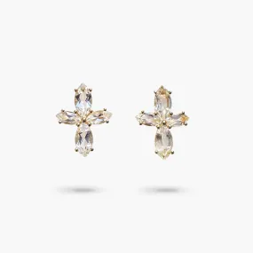 Amare Wear Marquise Flower White Topaz Earring Studs