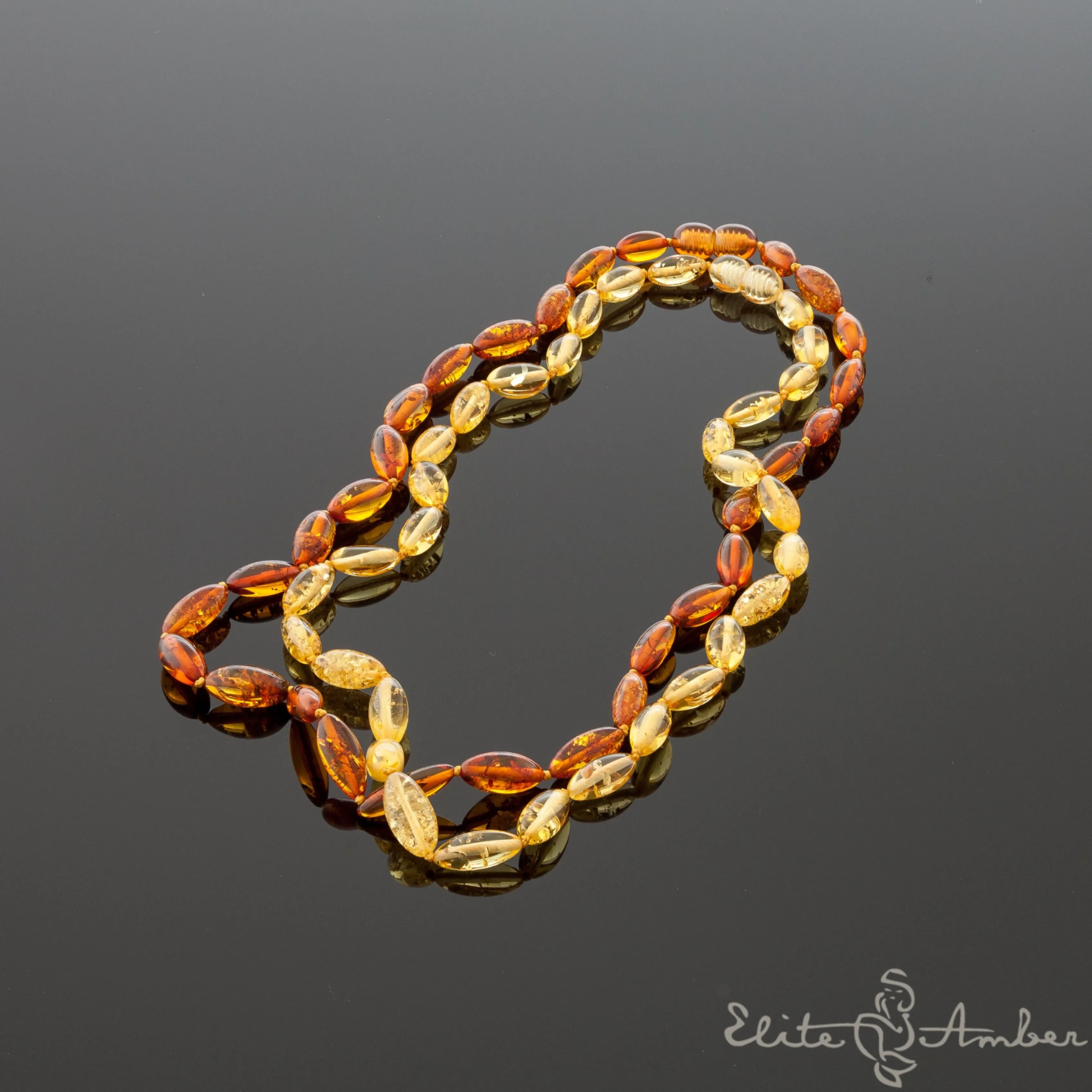 Amber necklace "Honey and lemon grains"