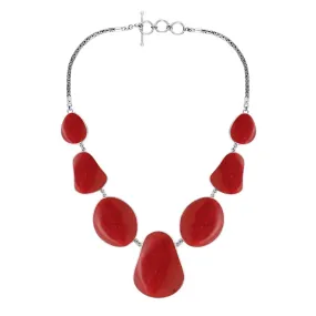 AN-1009-CR Sterling Silver Necklace With Coral