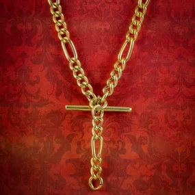 Antique Edwardian Figaro Albert Chain Silver Gold Gilt Dated 1918