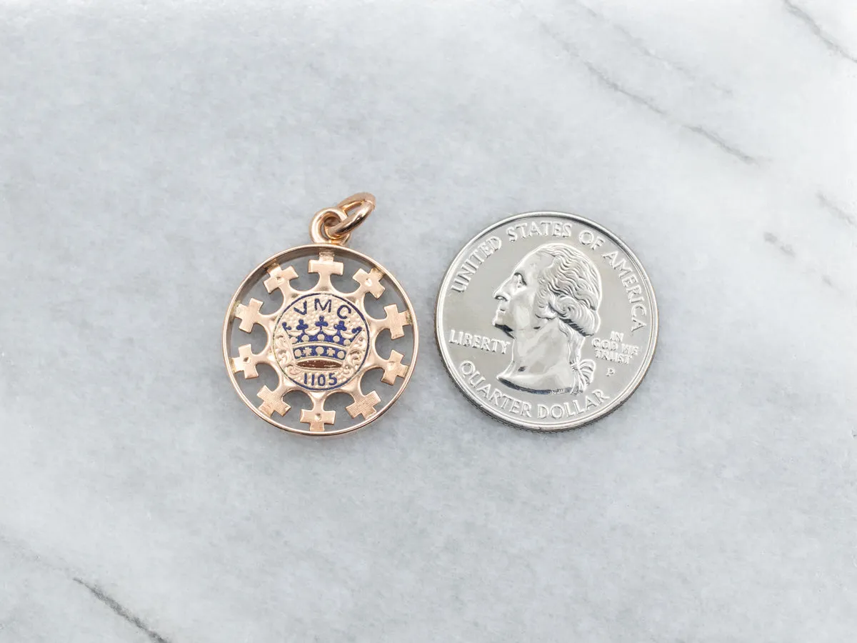 Antique Rose Gold Royal Arcanum Fraternity Pendant