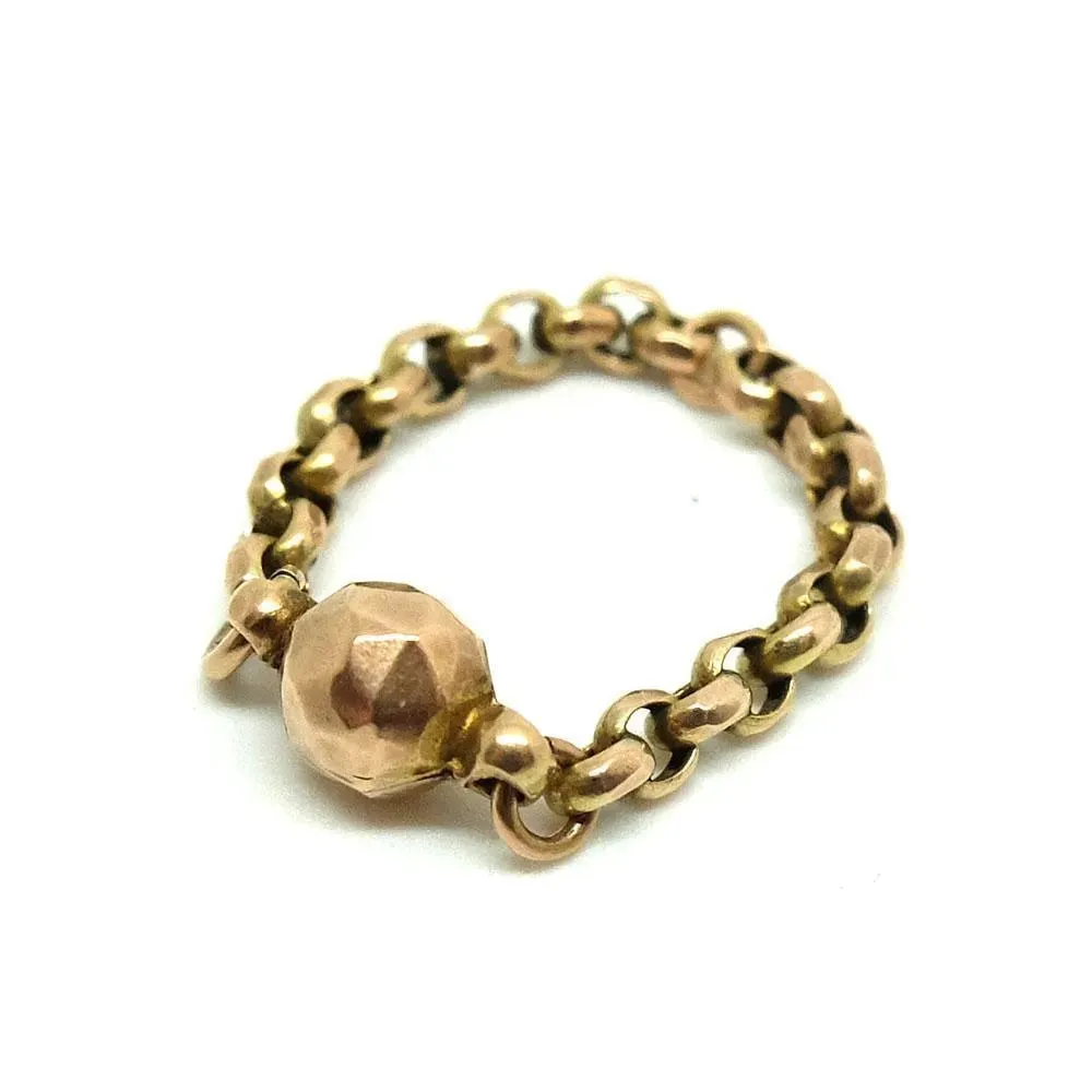 Antique Victorian 9ct Gold Belcher Chain Ring