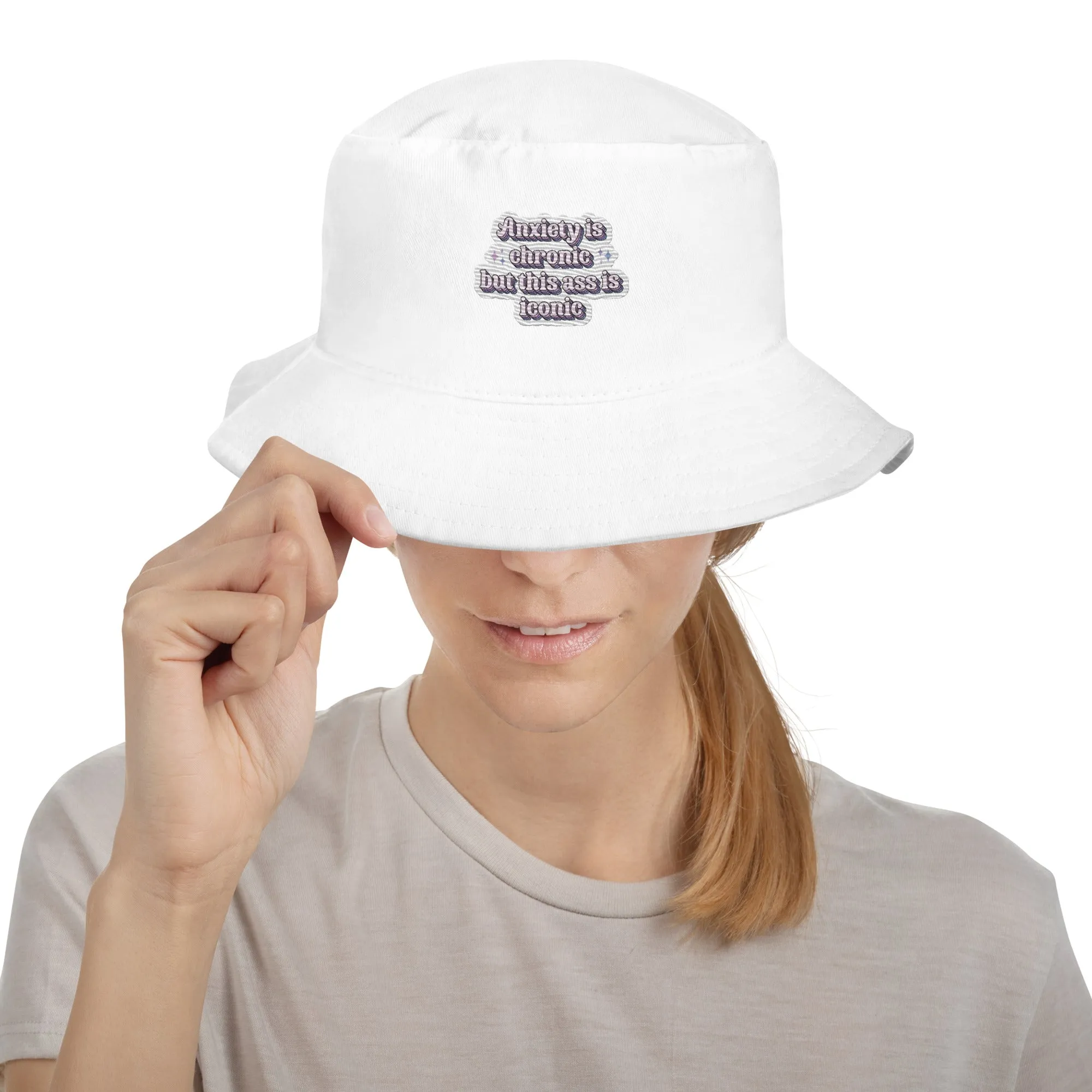 Anxiety is Chronic but this ass is iconic Premium Embriodered Bucket Hat