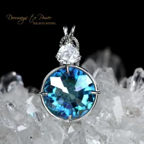 Aqua Aura & Aquamarine Radiant Heart Pendant