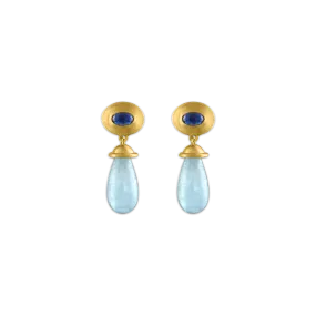 Aquamarine and Sapphire Alabastra Earrings