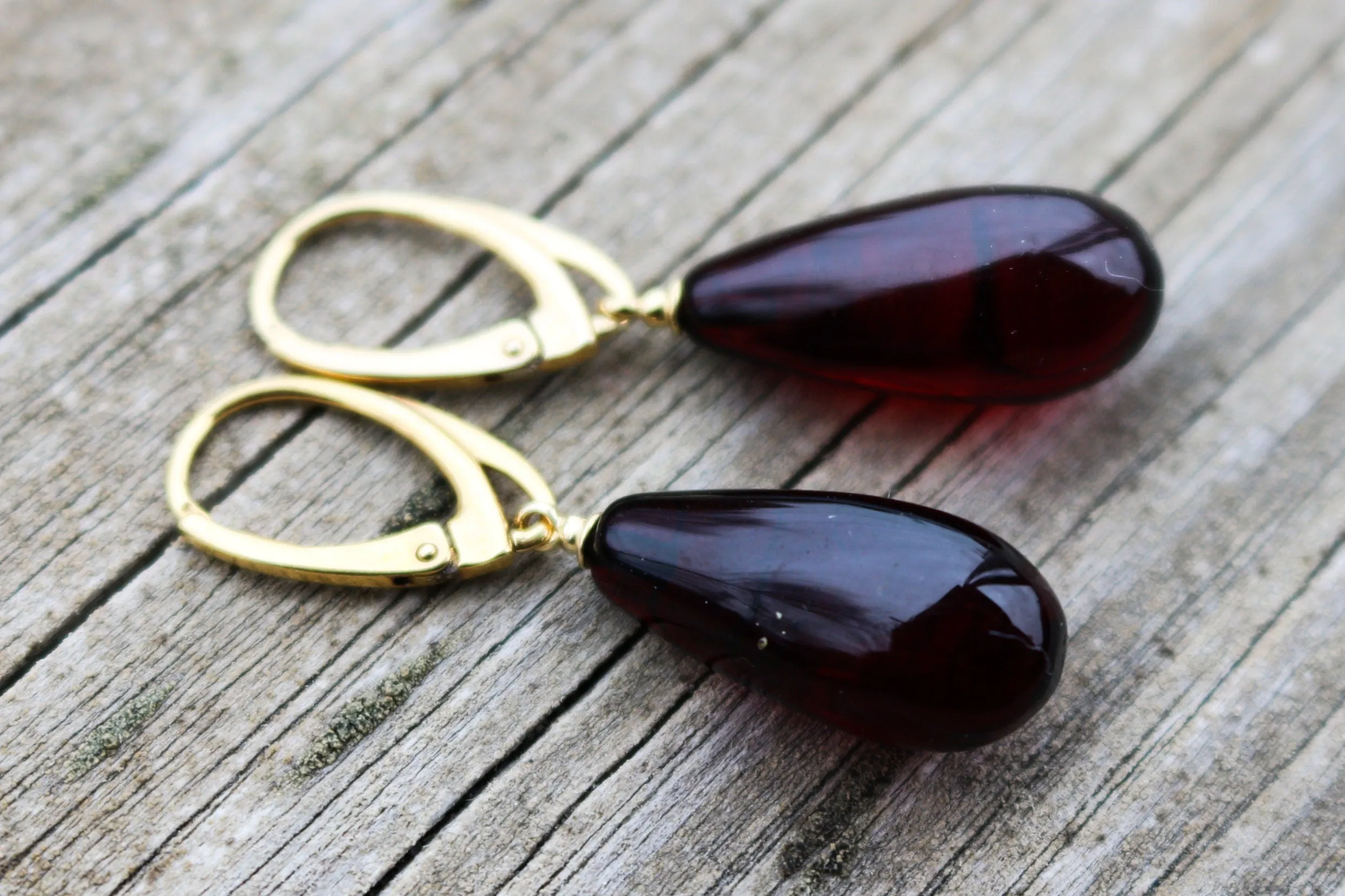 Baltic Amber Earrings Cherry Drops Carved Dangling Jewelry Gold Plated 1.66" 3.9 gram 925 Silver