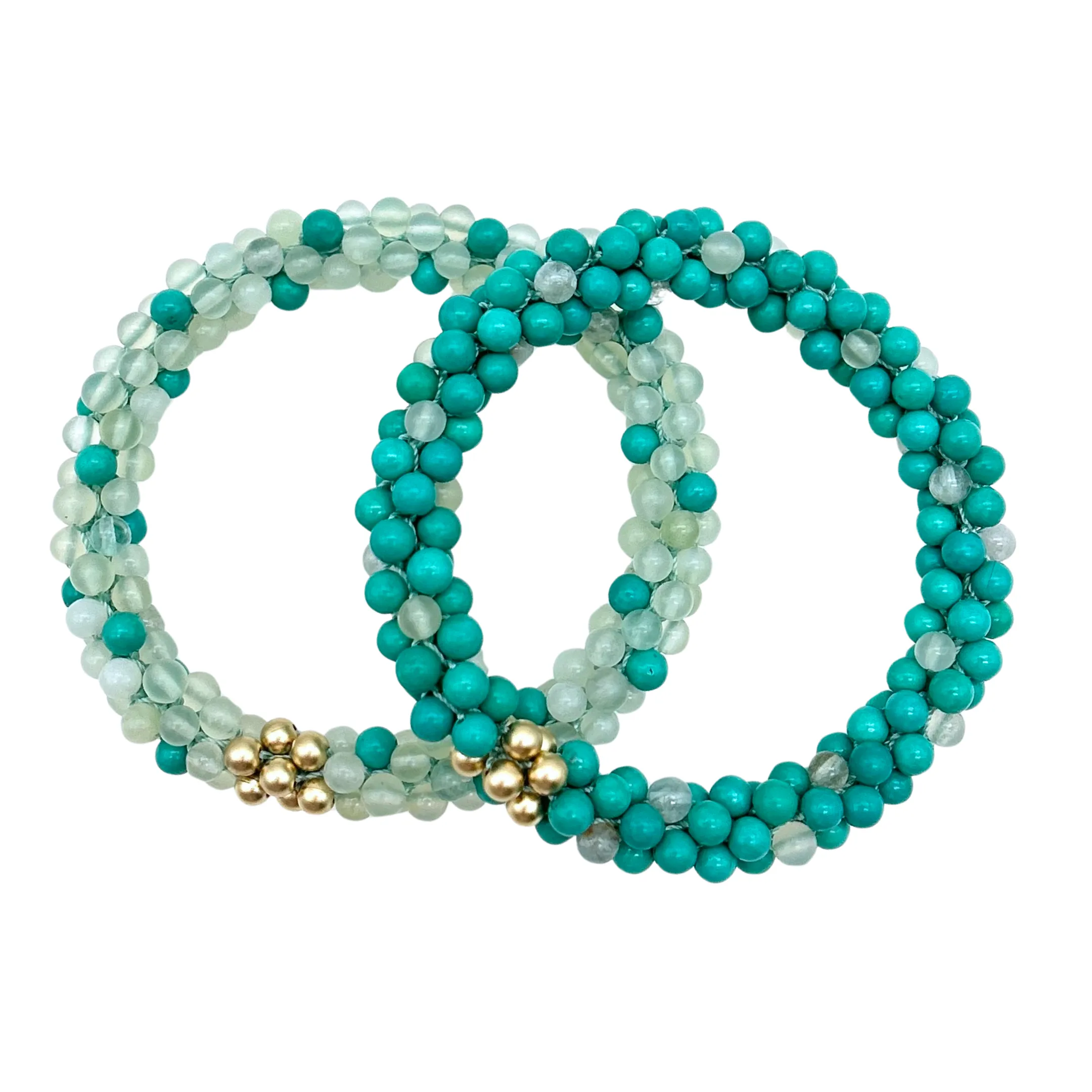 Beaded Gemstone Bracelets: Turquoise Polka Dots