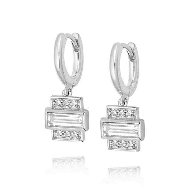 Beloved White Topaz Baguette Drop Sterling Silver Earrings JE09_SLV