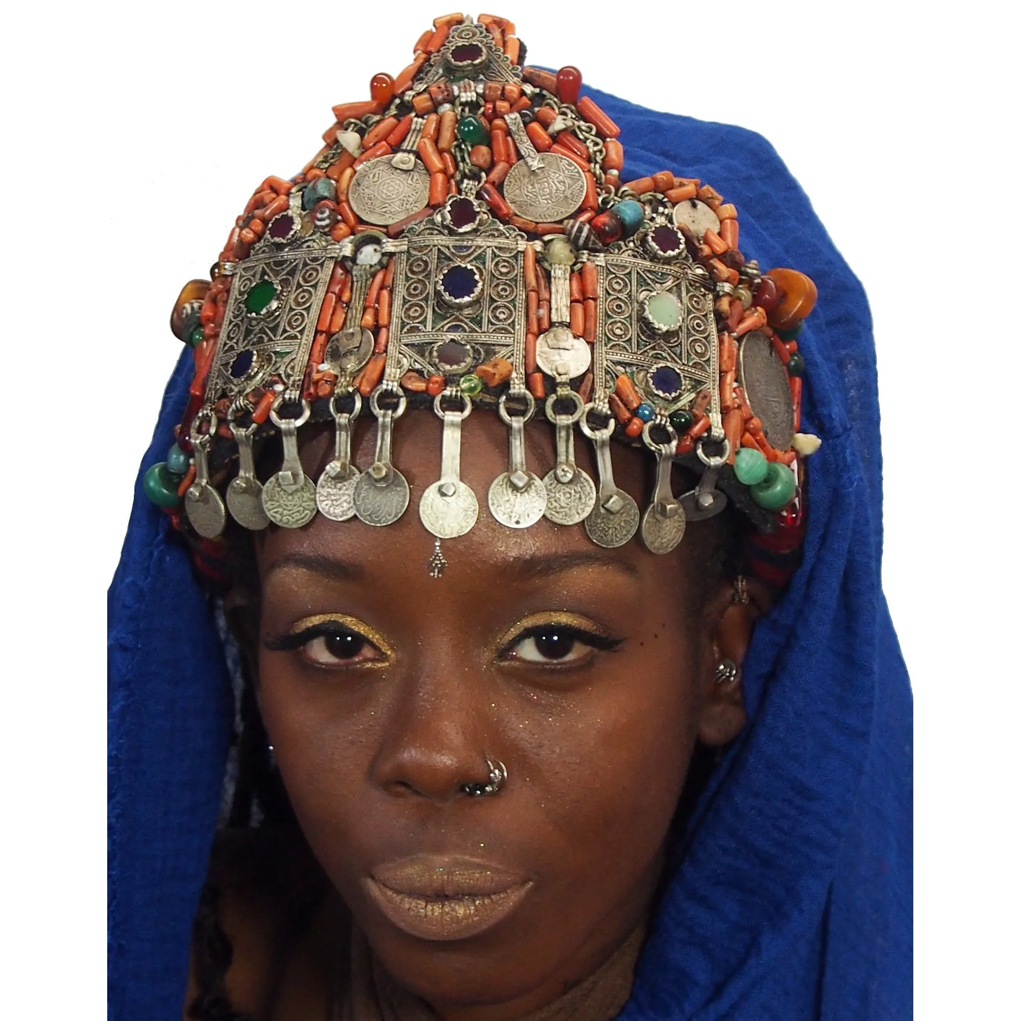 Berber Heirloom Coral Dowry Crown, A