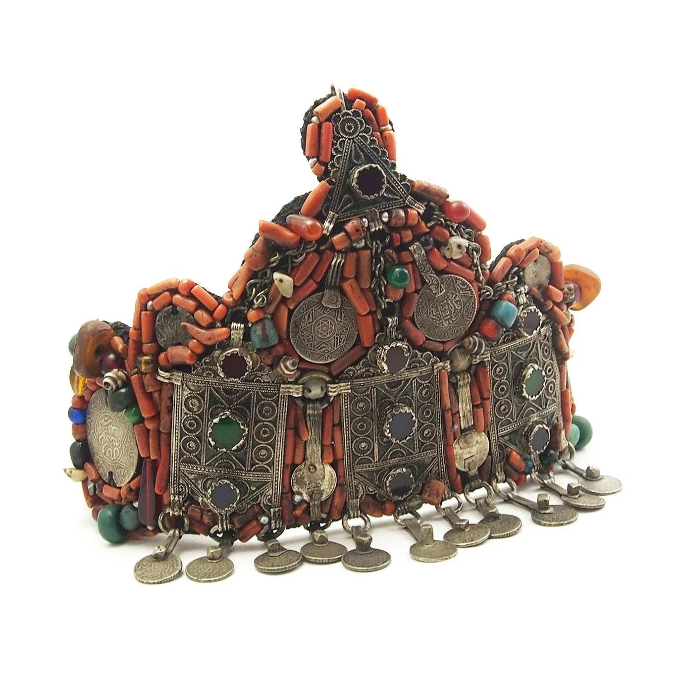 Berber Heirloom Coral Dowry Crown, A