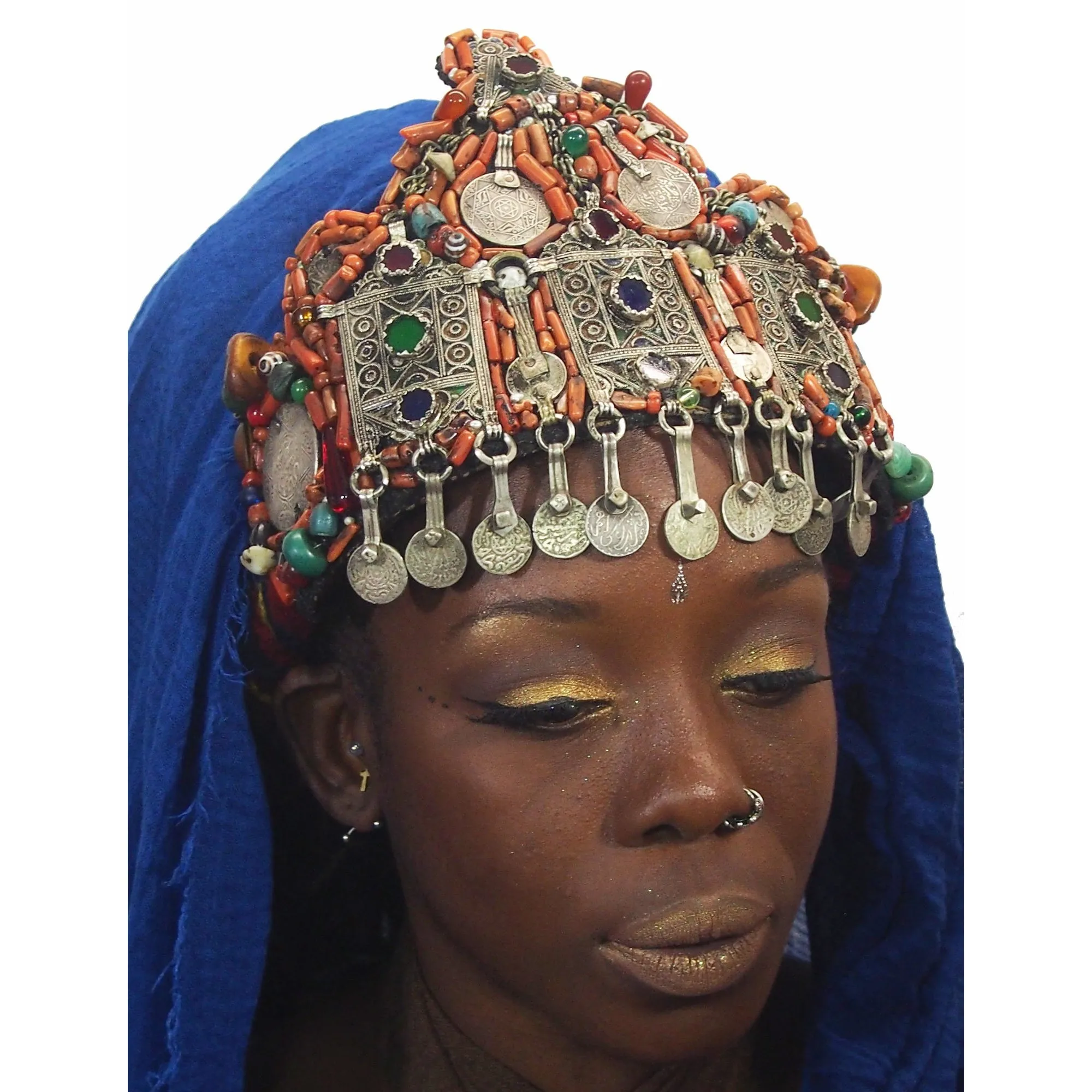 Berber Heirloom Coral Dowry Crown, A