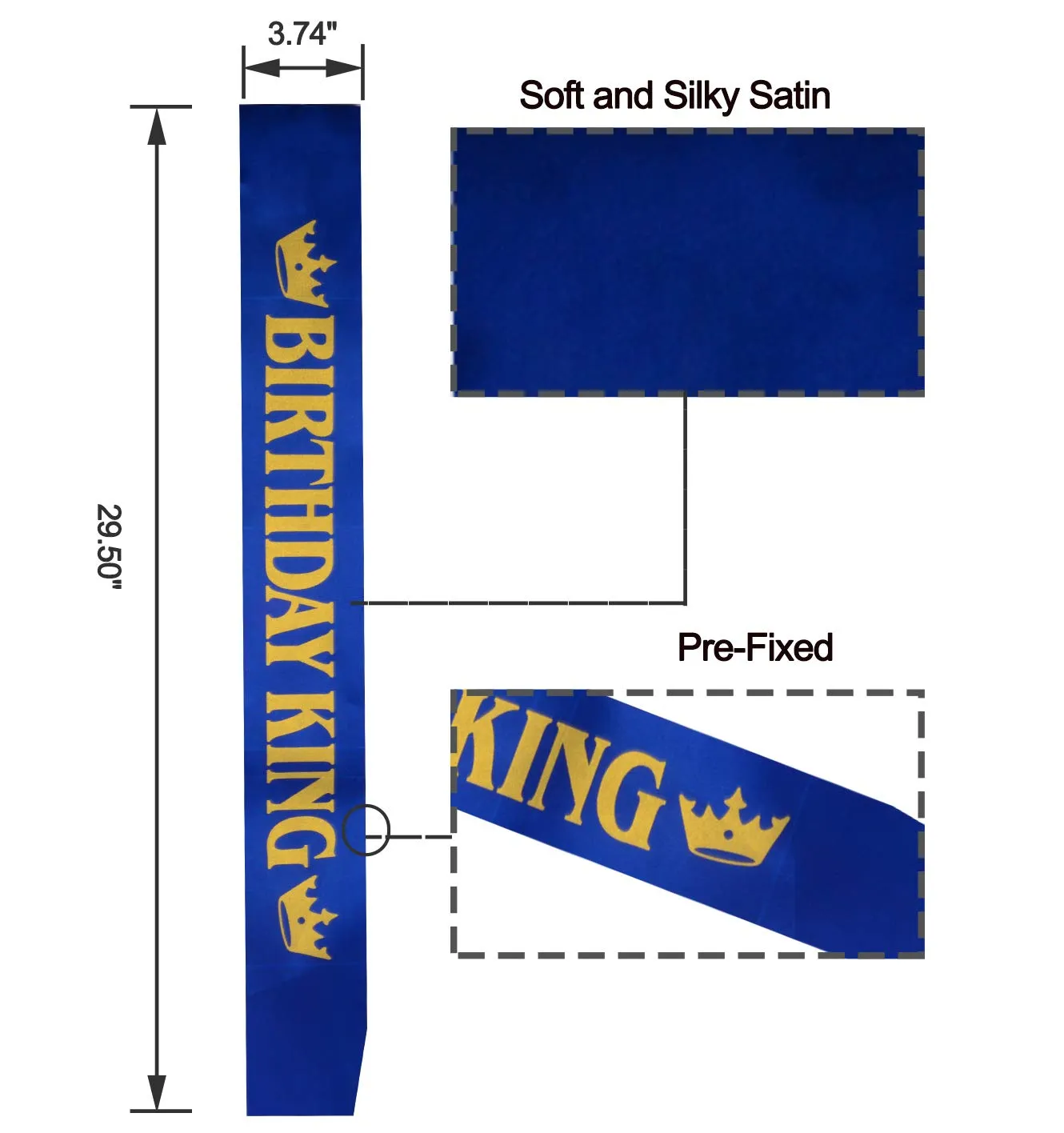 Birthday King Crown and Sash for Men,Birthday Crown King Birthday Party