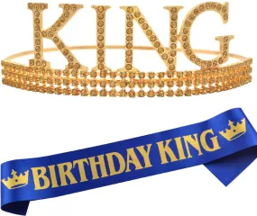 Birthday King Crown and Sash for Men,Birthday Crown King Birthday Party