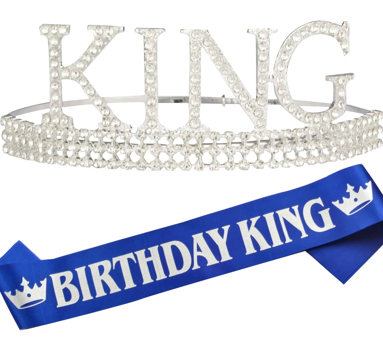 Birthday King Crown and Sash for Men,Birthday Crown King Birthday Party