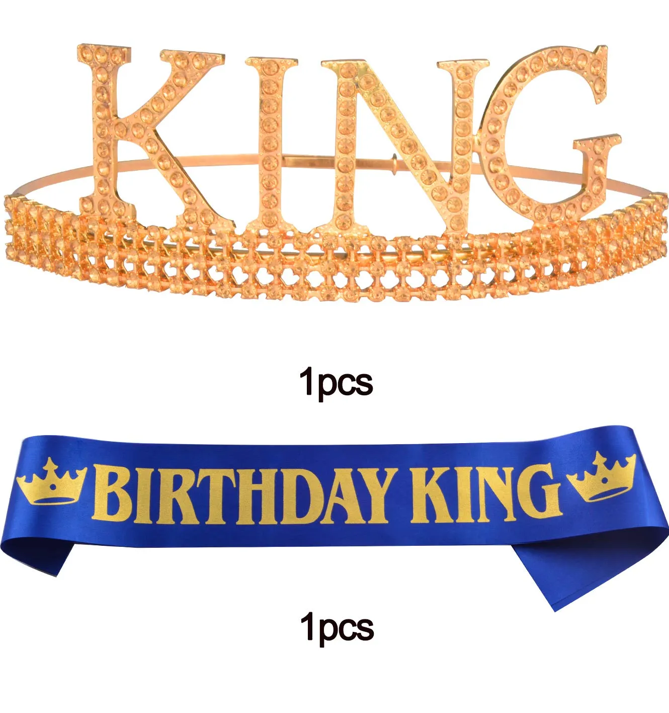 Birthday King Crown and Sash for Men,Birthday Crown King Birthday Party