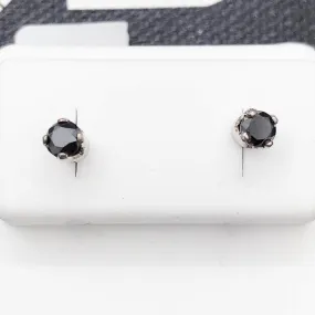 Black Diamond Stud .44cttw Earrings .925 Silver