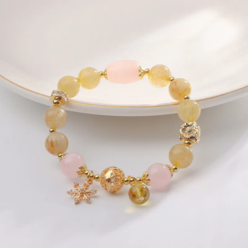 Blonde Crystal Charm Bracelet with Pink and Yellow Accents